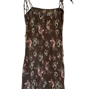 We're All Pretty Girls Floral Smocked Mini Dress Brown Purple Womens S #23‎